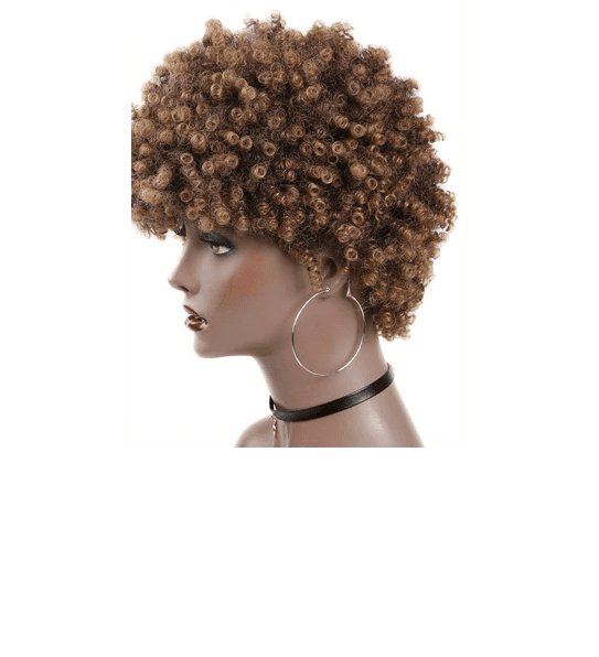Short Kinky Curly Fro Wig Side