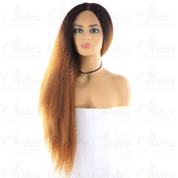 Synthetic Kinky Straight Long Front Lace Wig (front)