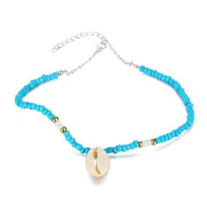 Beaded Cowrie Shell Choker Necklace