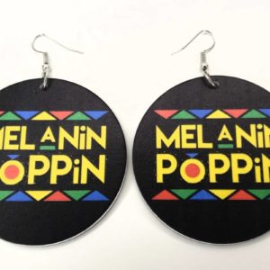 "Melanin Poppin" Hand-Painted Wooden Earrings