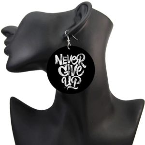 Never Give Up Hand-Painted Wooden Earrings