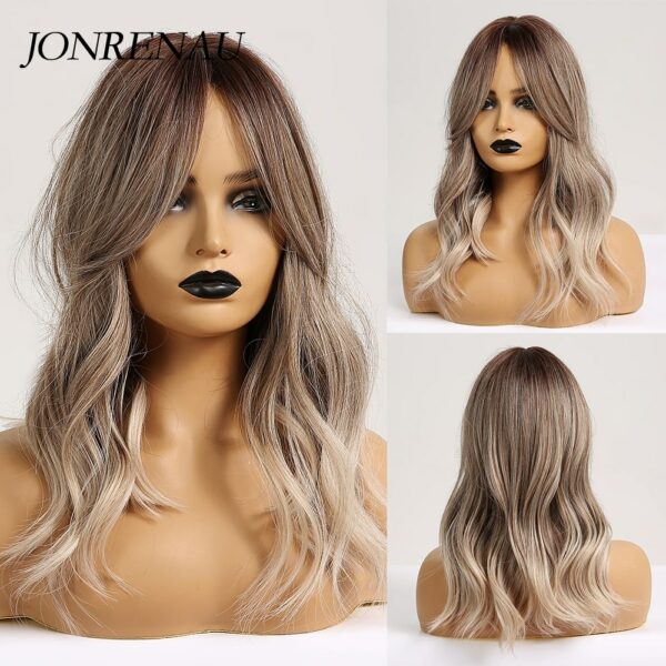 Platinum Blonde Ombre Natural Wave Synthetic Wig